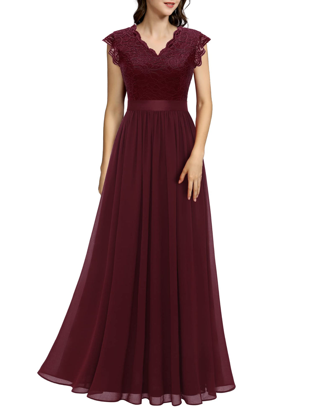 Dressystar Damen Ballkleid Maxi Lang Abendkleider Elegant für Hochzeit Spitzen Cocktailkeid, XXL Ban