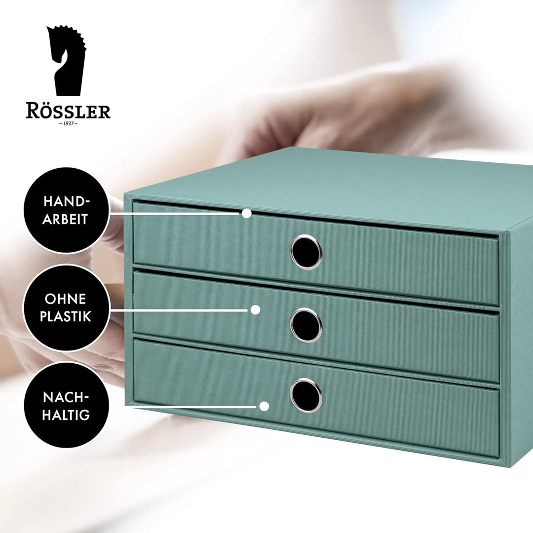 Rössler SOHO 3er Schubladenbox A4 aus Papier | Büro Organizer Schreibtisch| Büro Zubehör &amp; Bürobedar