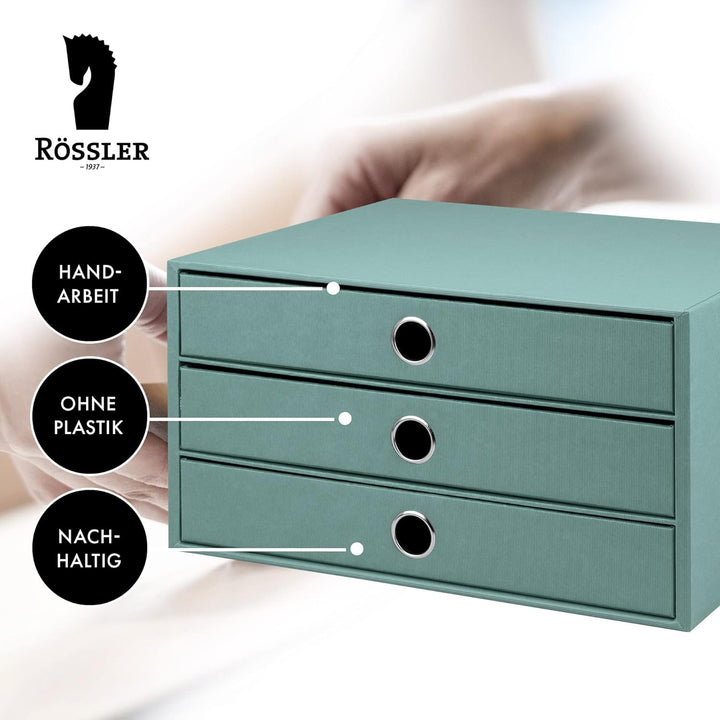 Rössler SOHO 3er Schubladenbox A4 aus Papier | Büro Organizer Schreibtisch| Büro Zubehör &amp; Bürobedar
