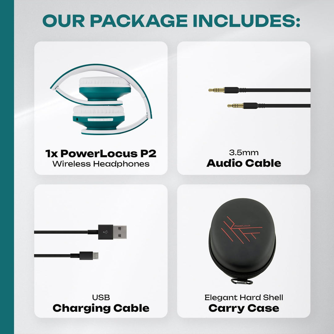 PowerLocus Bluetooth Over-Ear Kopfhörer, Stereo Faltbare Kabellose und Kabel-Kopfhörer mit Integrier