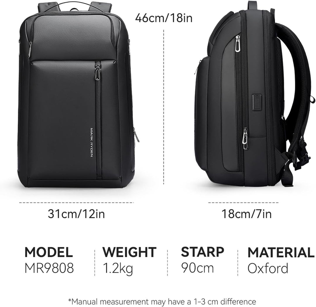 MARK RYDEN Erweiterbarer 25L-35L Grosse Kapazität Laptop Rucksack, Business Rucksack Herren für 15.6