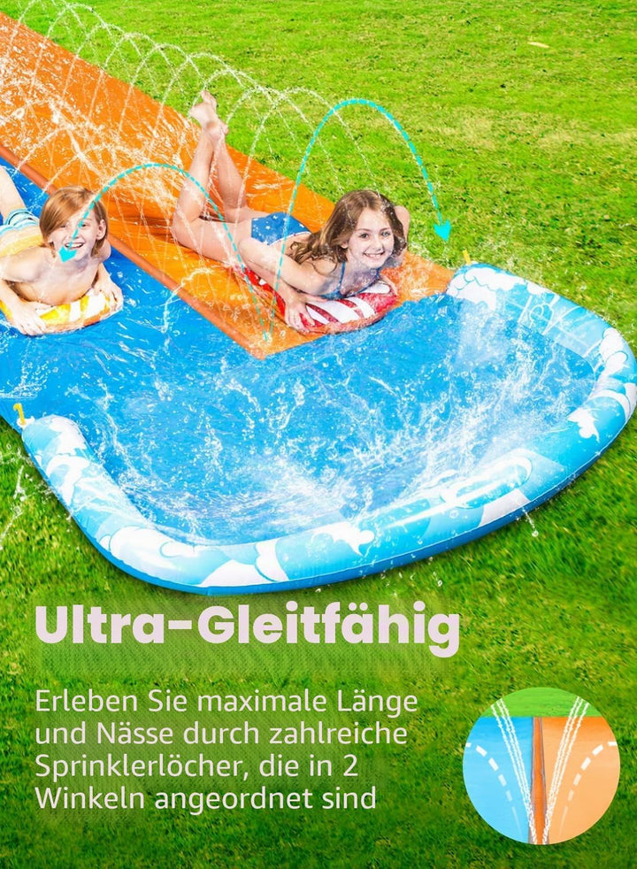 JOYIN 609 CMx 157 cm Slip and Slide Water Slide with 2 Bodyboards, Summer Toy with Build in Sprinkle