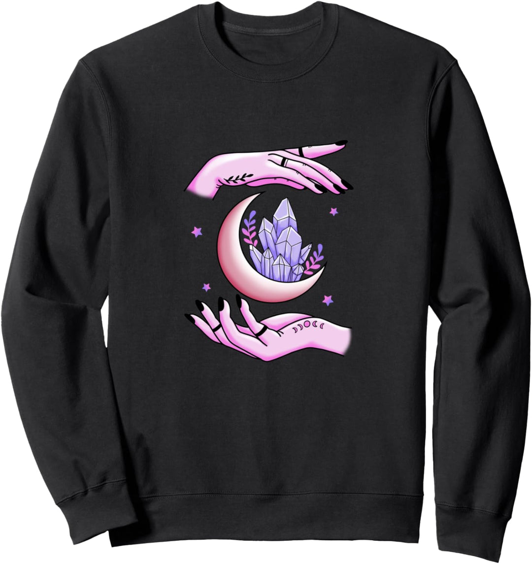 Hände halten himmlischen Mond spirituell Sweatshirt