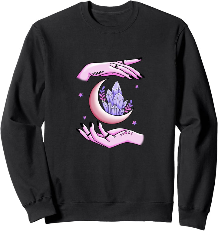 Hände halten himmlischen Mond spirituell Sweatshirt