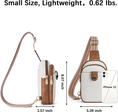 BOSTANTEN Brusttasche Damen Schulterrucksack Sling Bags Klein Umhängetasche Crossbody Bag PU Leder B