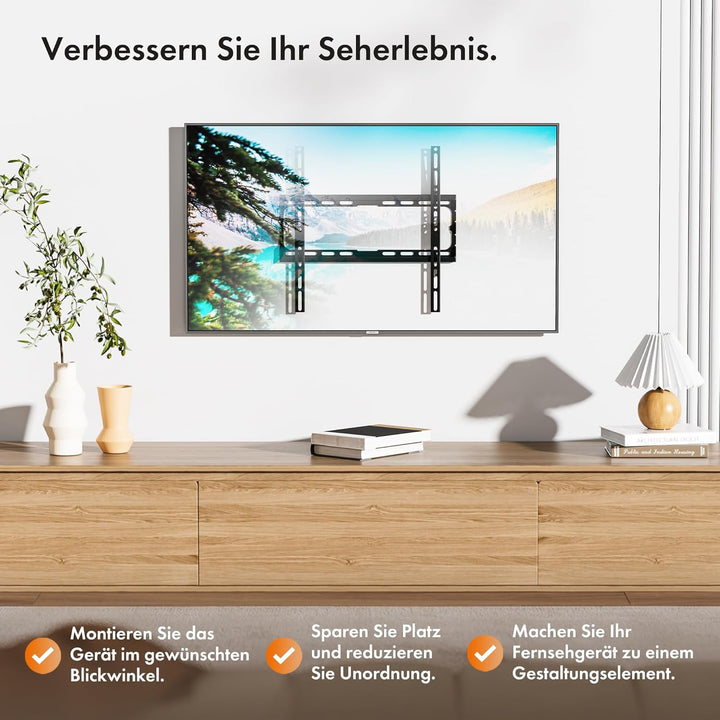VonHaus TV Wandhalterung für 32-75"-Bildschirme, Ultra-schmale Wandhalterung Fernseher mit Wasserwaa
