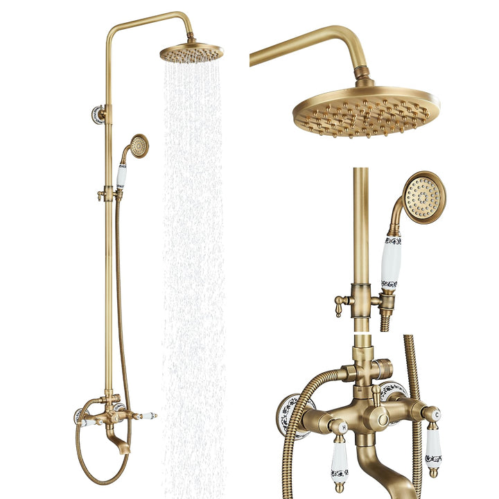 Suguword Messing Duscharmatur Duschset Duschsystem Regenduschset mit Kopfbrause Handbrause Duschkopf