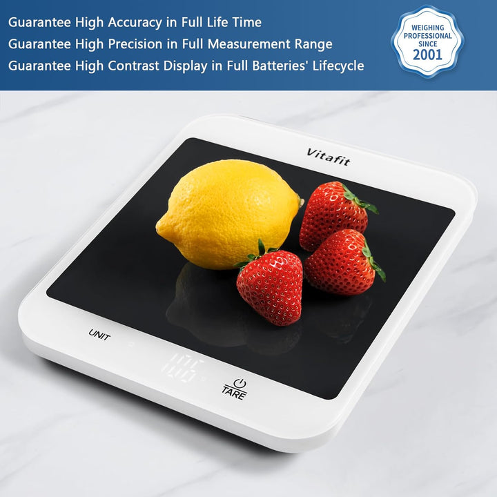 Vitafit 15kg Digitale Küchenwaage, Multifunktions-Lebensmittelwaage, Digitalwaage mit LED-Display, G