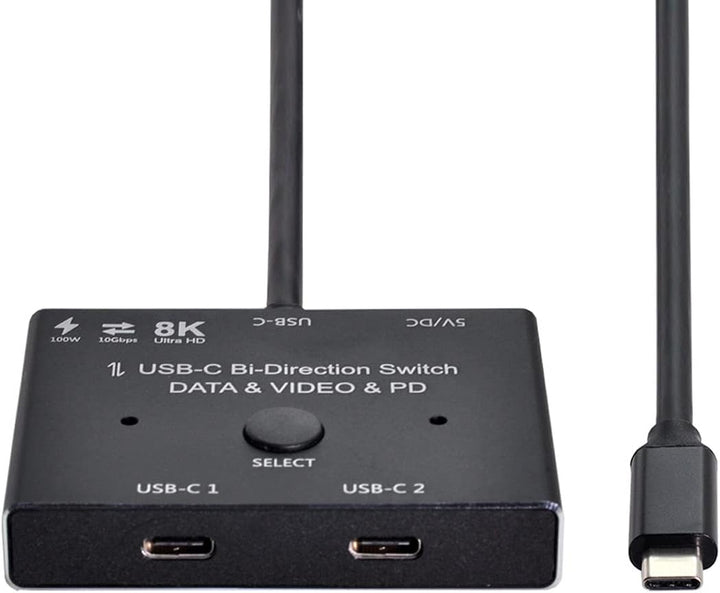 cablecc USB-C Bi-Direction Switch MST 1 zu 2 Hub unterstützt Videodaten PD 8K @ 30Hz 100W 10Gbps mit