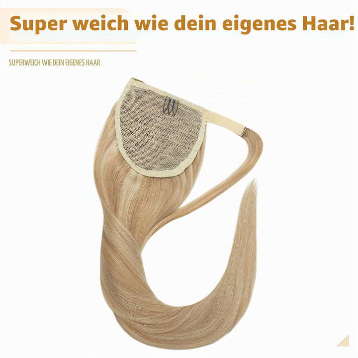SEGO Ponytail Pferdeschwanz Haarteil Echthaar Zopf Extensions Haarverlängerung Clip in Pony Remy Hai