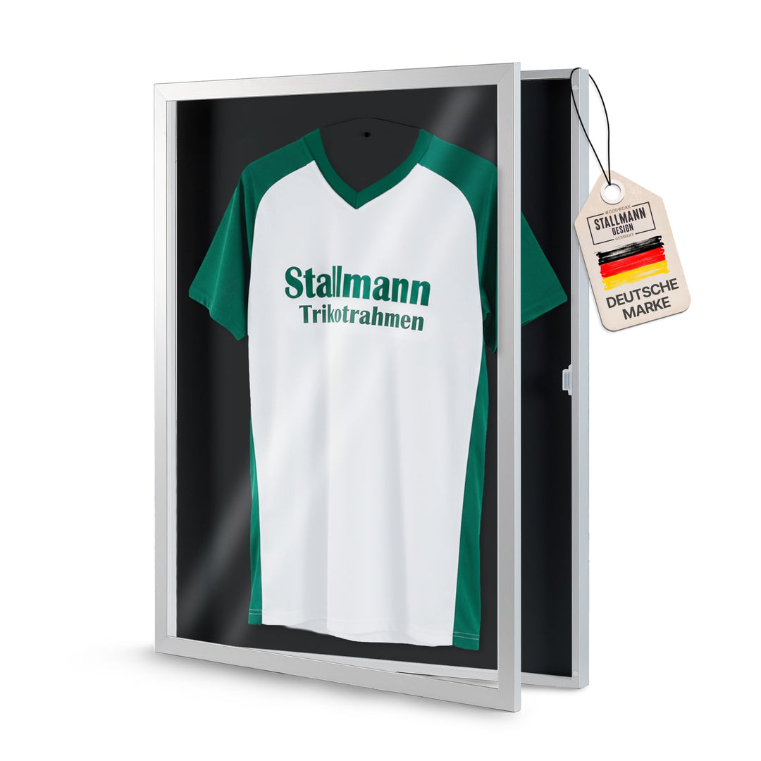 Stallmann Design Trikotrahmen 'Easy Click & Fill' mit Tür | Rahmen-Farbe: Aluminum-Optik | Hintergru