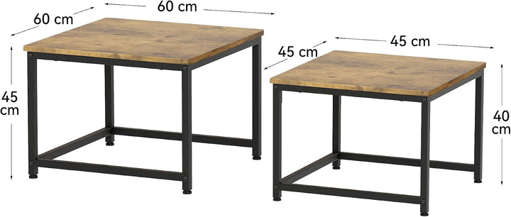 Hawthyhome wohnzimmertisch aus Holz mit Metallrahmen, Quadratisch couchtisch 2er Set & Moderner Beis