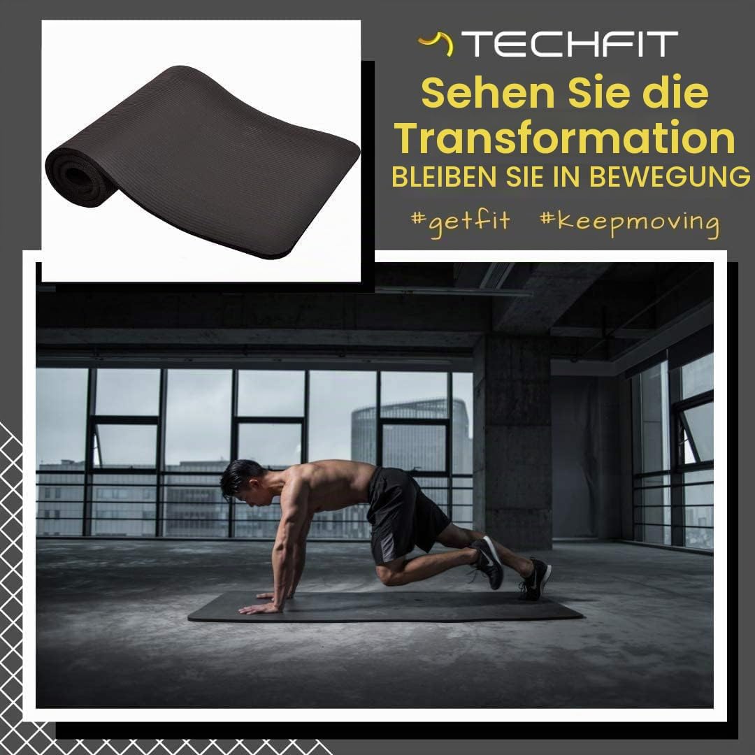 TechFit Yogamatte Rutschfest für das Fitnessstudio zu Hause - Pilates Matte für das Heimtraining, Yo
