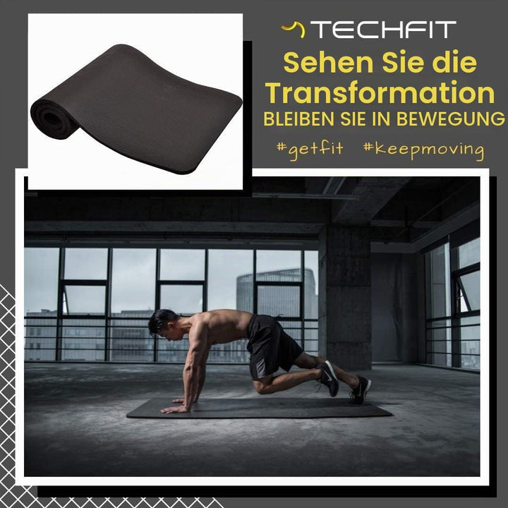 TechFit Yogamatte Rutschfest für das Fitnessstudio zu Hause - Pilates Matte für das Heimtraining, Yo