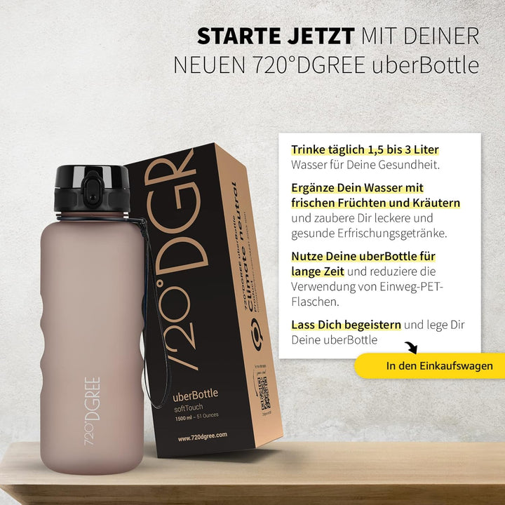 720°DGREE Trinkflasche “uberBottle“ +Sieb - 350ml, 500ml, 650ml, 1000ml, 1,5l, 2l - BPA-Frei - Wasse