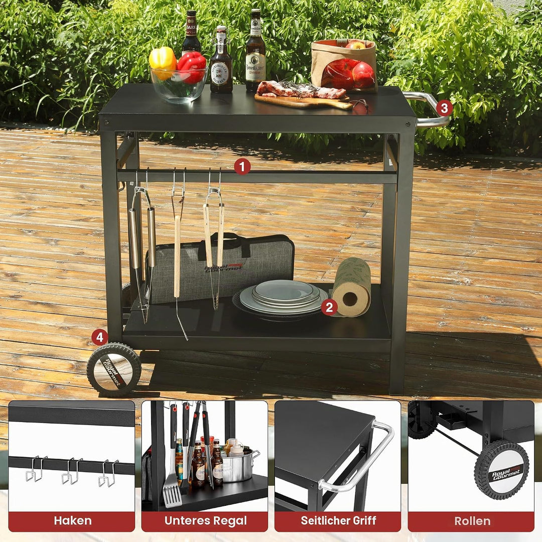 Royal Gourmet Grillwagen Grilltisch Outdoor Beistelltisch Garten Trolley Outdoorküche Multifunktione