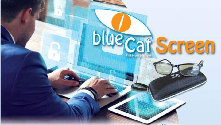 BlueCat Screen Displayschutzfolie | mit 100% Blaulichtfilter | Augenschutzfilter für LED Bildschirme