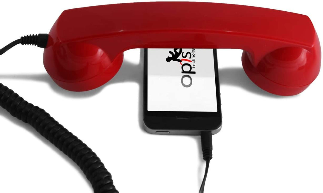 OPIS 60s Micro Hear: Retro Telefonhörer für die Benutzung mit Mobiltelefon und Hörgerät (rot) hEar R