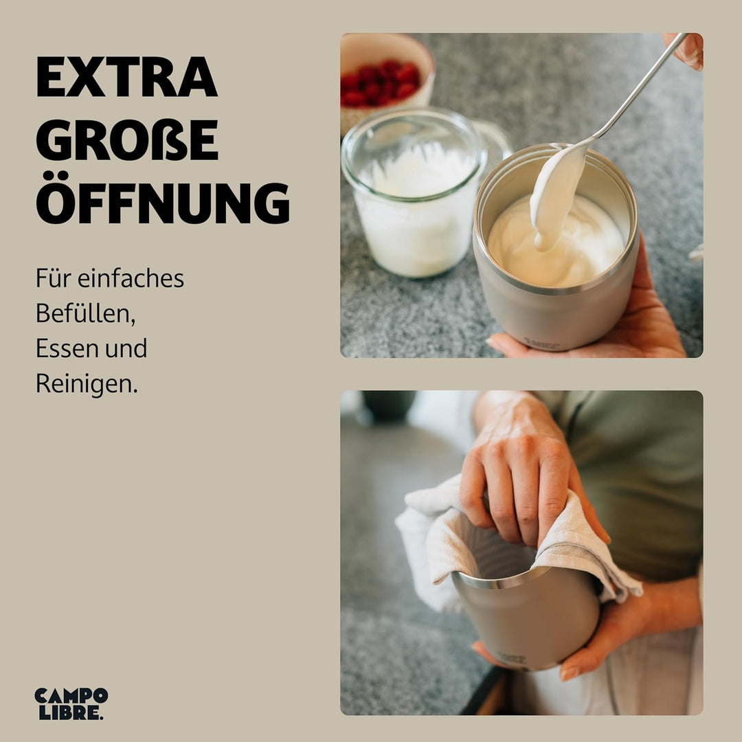 Campo Libre.® Lotta, Thermobehälter für Essen, Edelstahl Thermobecher Essen mit Löffel, Warmhaltebeh