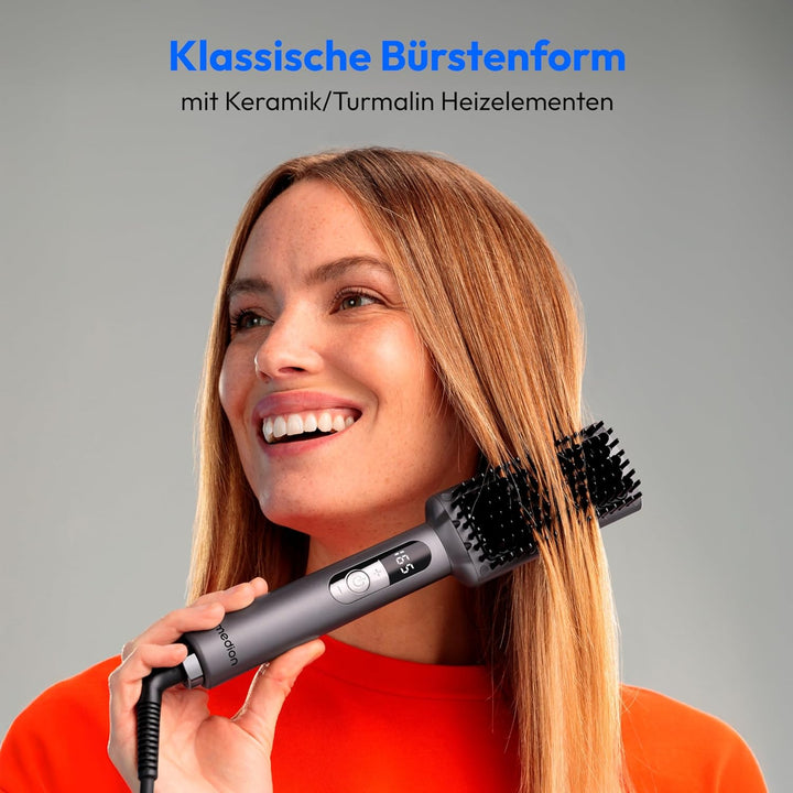 MEDION Glättbürste HB1 (Glätteisen & Haarbürste, Haarglätter mit Ionen-Technologie, 5 regelbare Hitz