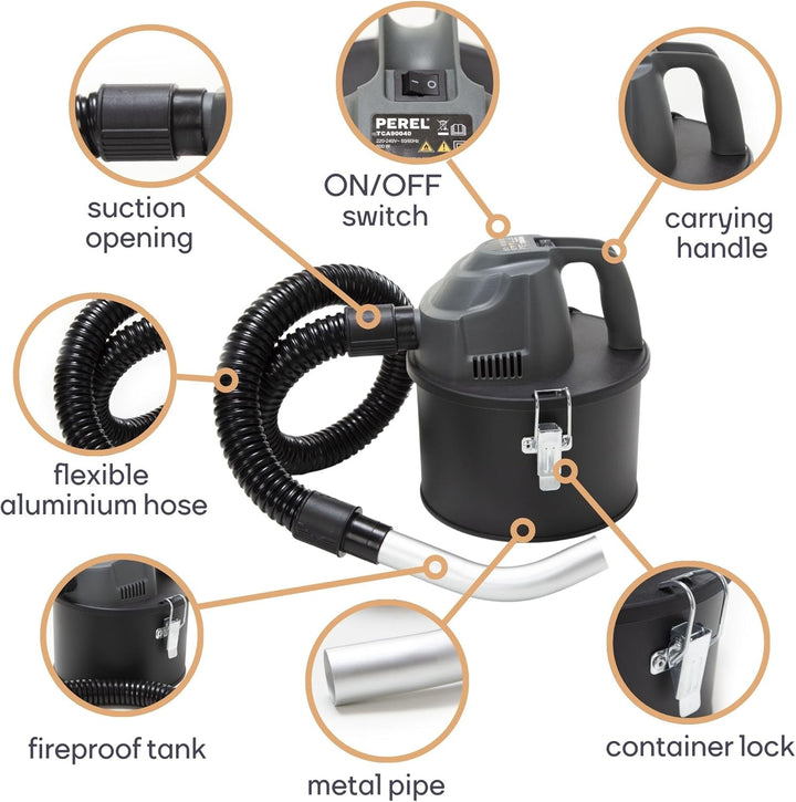 Perel Mini-Aschesauger, Aschensauger, Kamin Sauger, heisse Asche Staubsauger, Aschesauger für Kamino