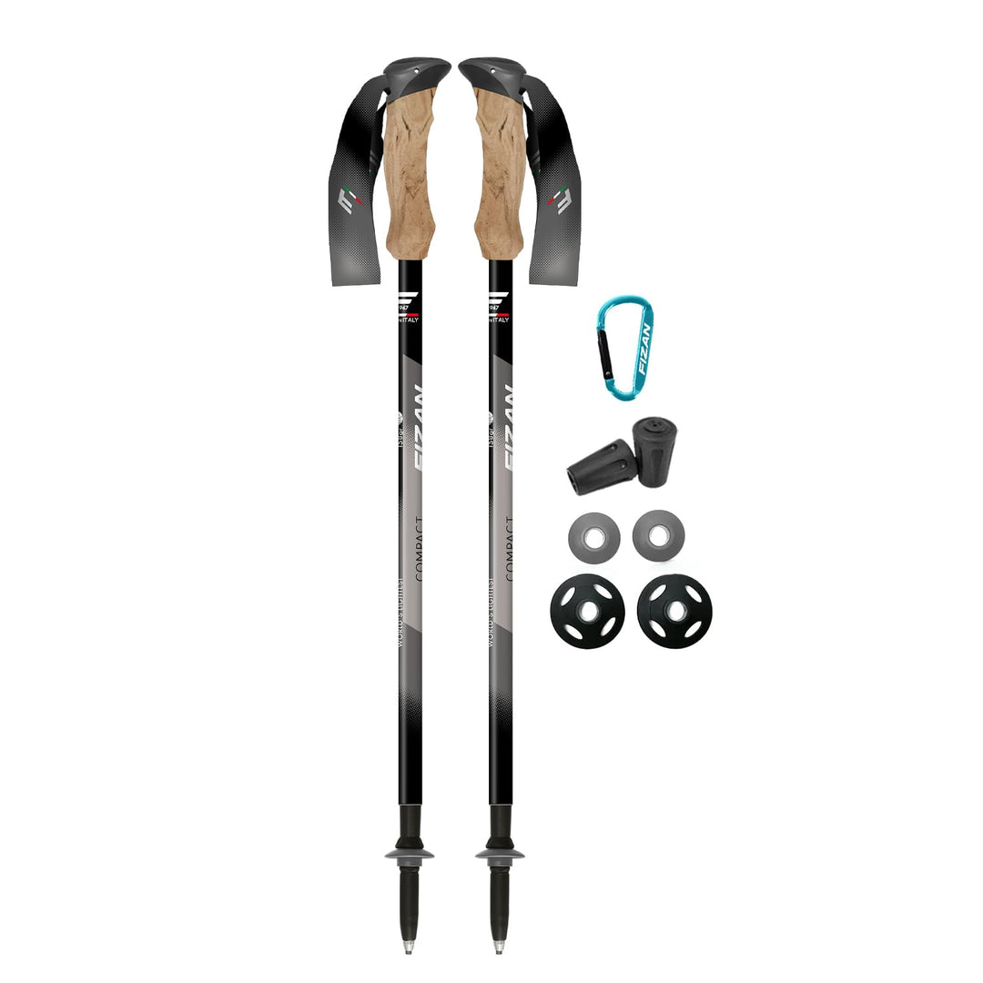 Fizan Kompakte 3 Trekkingstöcke, 158 g, Ultraleicht, für Rucksackreisen, Wanderstöcke, verstellbar,