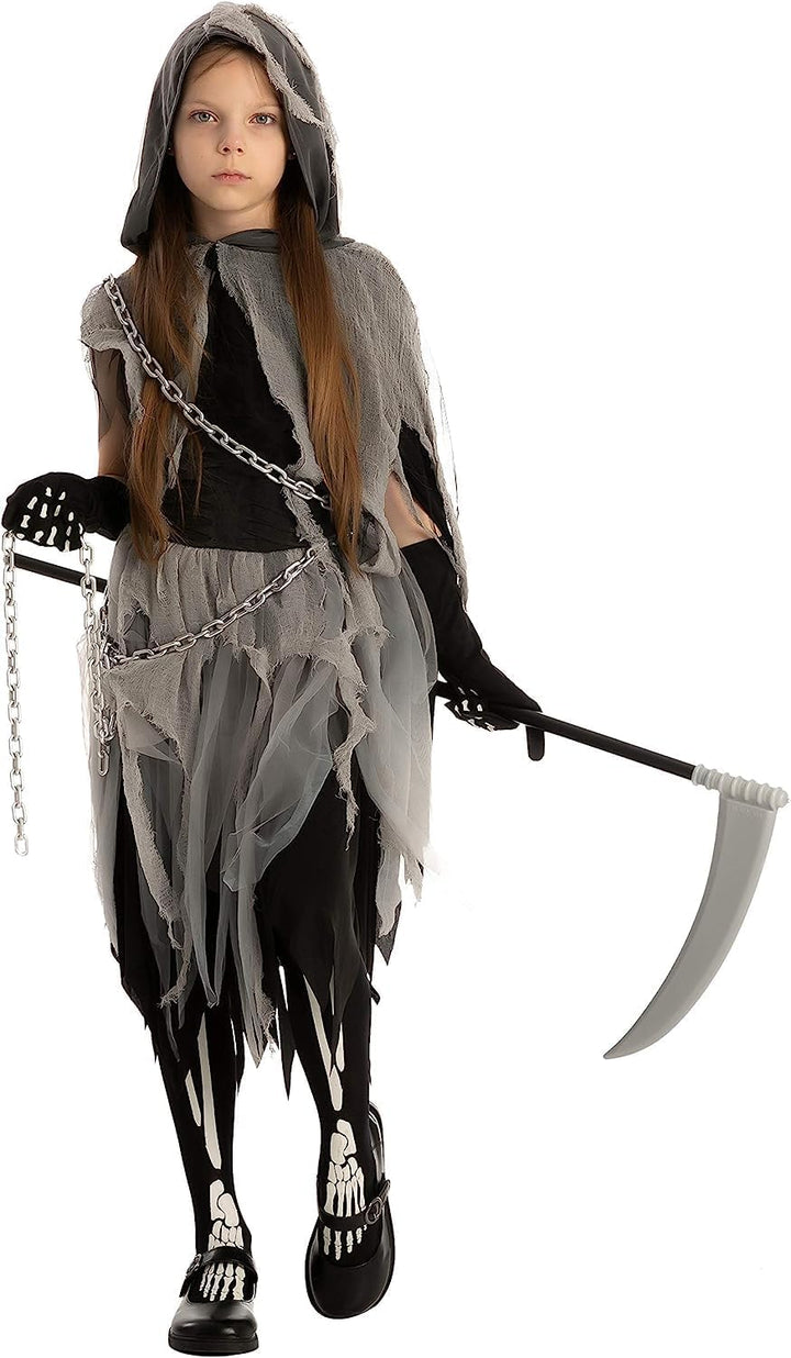 Spooktacular Creations Sensenmann Kostüm für Kinder Sensenmann Halloween Kostüm mädchen Grim Reaper