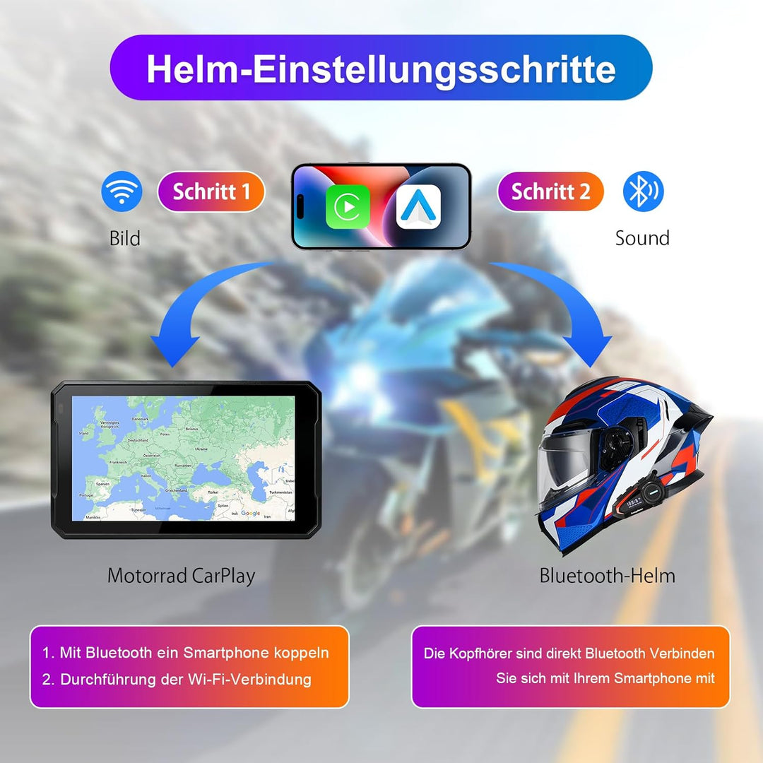 Motorrad Carplay Bildschirm mit Native Wonder Wheel für BMW Motorrad, Wireless CarPlay & Android Aut