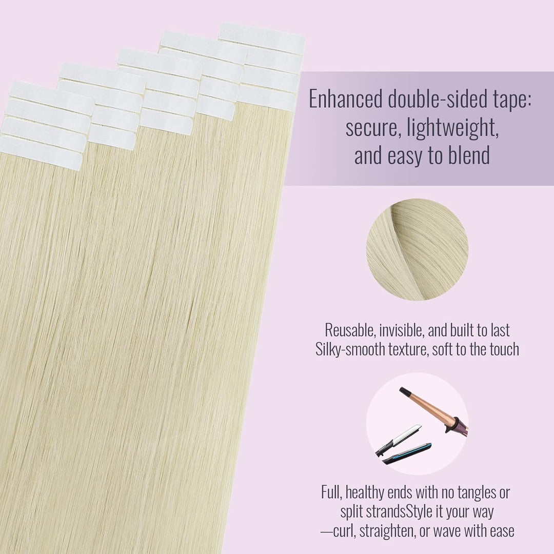 Fshine Tape Extensions Echthaar 30cm Haare Extensions Tape Platinblond Skin Weft Extensions Tape Ech