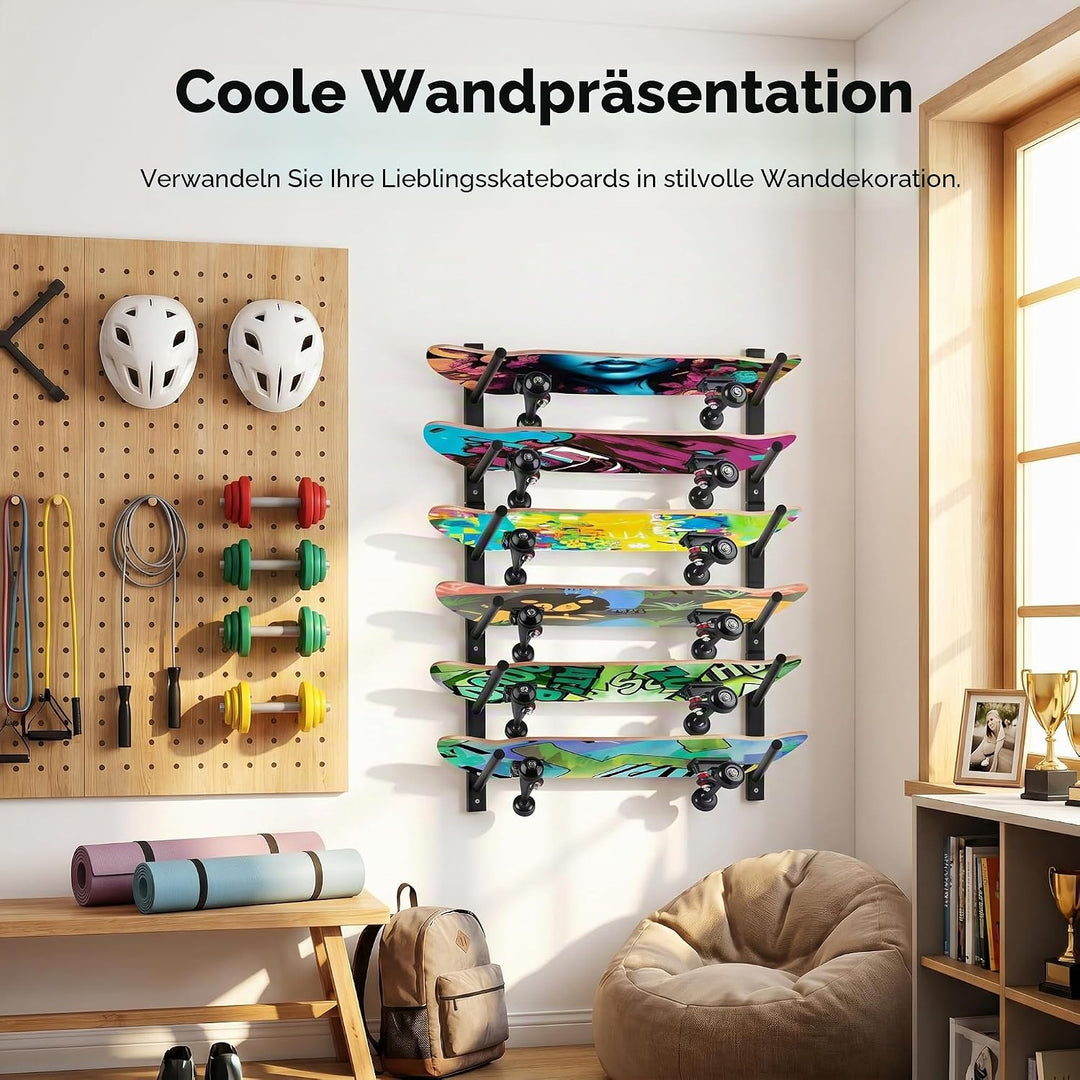 Bijun Wandhalterung für Skateboards, Wandaufsteller für Snowboard, Wandhalter für Ski, Horizontal, W