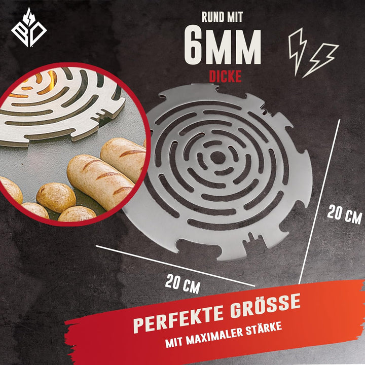 Becker Design® Grillrost & Grilleinsatz für Feuerplatte ⌀ 20cm (MADE IN EUROPE) Silber - Grillaufsat