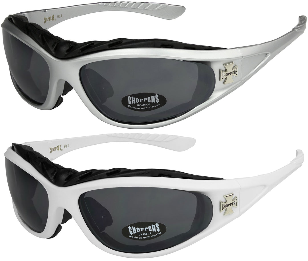 2er Pack Choppers 911 Sonnenbrillen Motorradbrille Sportbrille Radbrille mit Polsterung in den Farbe