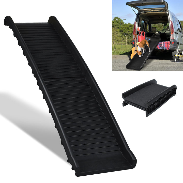 Schwarz Klappbar Hunderampe Auto Hundetreppe Anti-Rutsch Kofferraumrampe Autorampe Hunde-Rampe bis 9