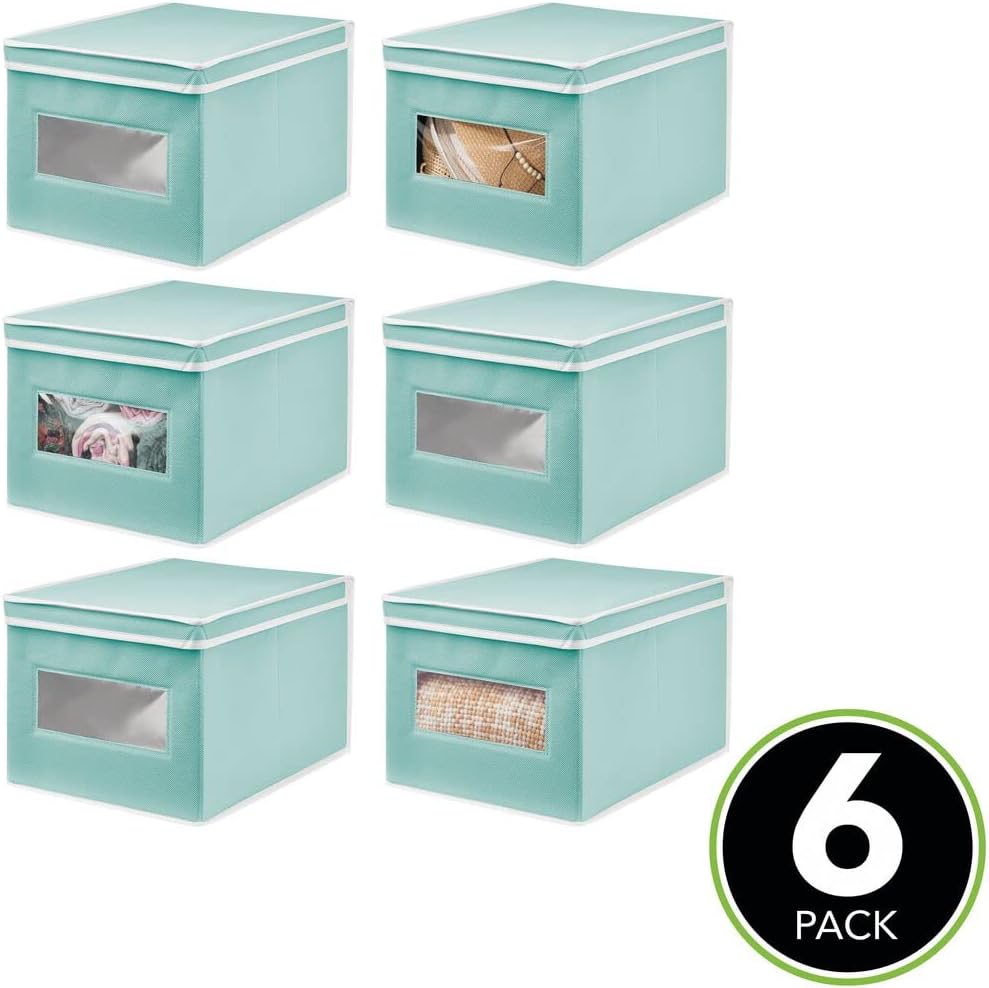 mDesign Stoffbox – praktische Aufbewahrungsbox mit Klappdeckel für Schlaf-, Wohn- oder Badezimmer –