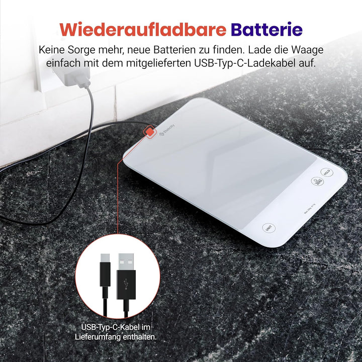 ETEKCITY Küchenwaage, Präzisionswaage 0,1g genau, 10kg Küchenwaage Digital mit Grossem LED-Display,