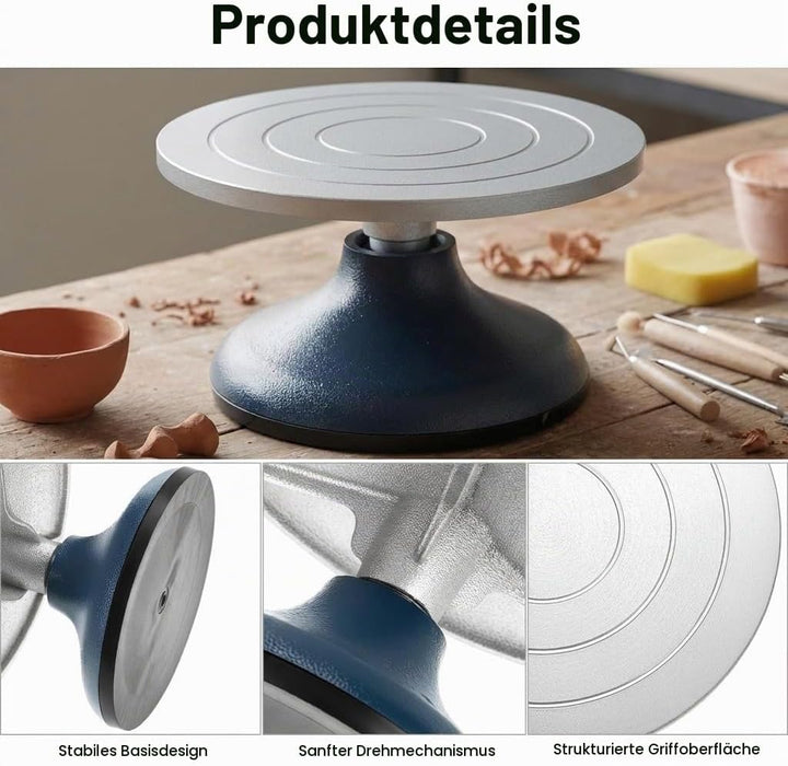 QWORK® Drehscheibe Töpfern, Töpferscheibe 18cm mit Stabile Basis, für Keramik und Kunsthandwerk