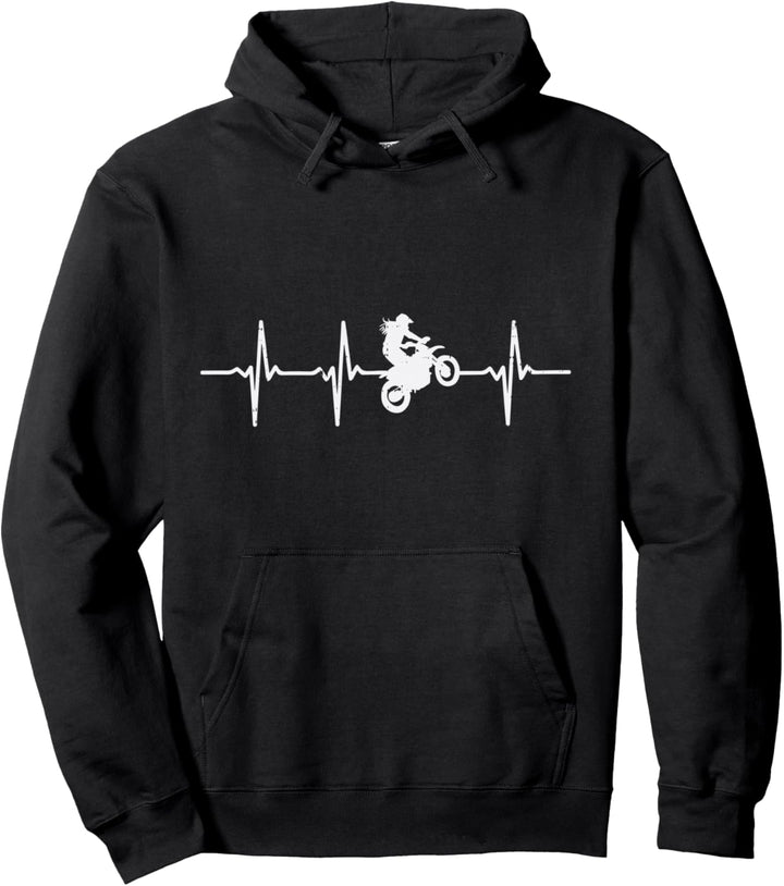 Dirt Bike Heartbeat Pulse Girl Motocross Motorcycle Gift Pullover Hoodie