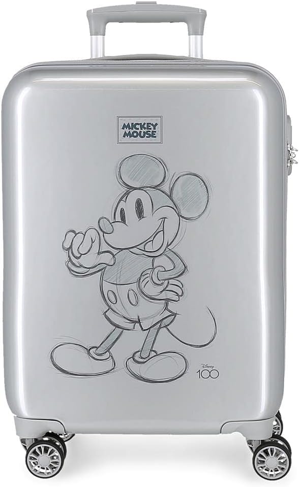 Disney Mickey 100 Grauer Kabinenkoffer 37 x 55 x 20 cm starres ABS-Seitenkombinationsschloss 34 l 2