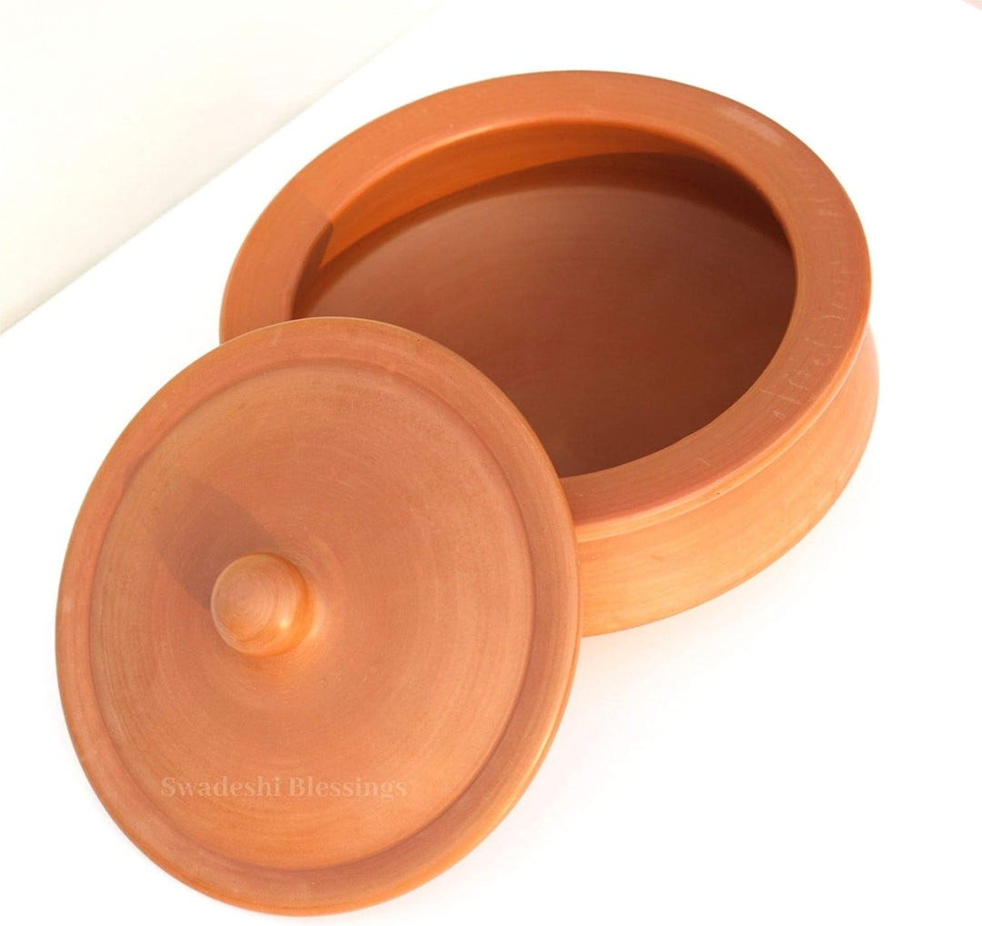Swadeshi Blessings Exclusive Range Unglasierter Ton Handi/Earthen Kadai/Tontopf zum Kochen und Servi
