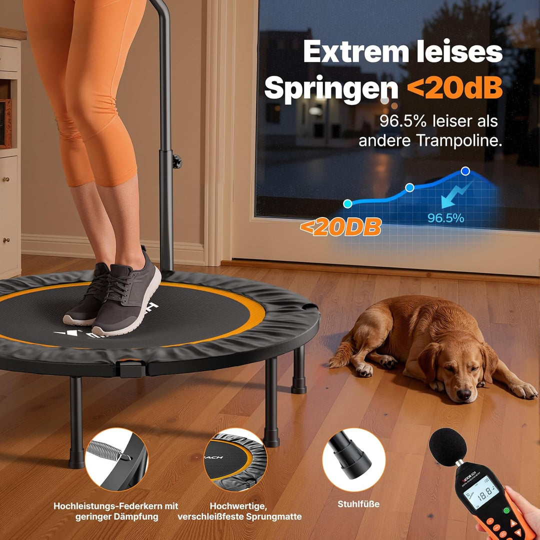 MERACH Mini Trampolin - 102cm/122cm Fitness Trampolin Faltbar, Maximale Belastung 150 KG, Trampoline