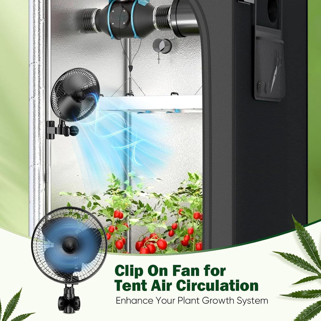 Clip Grow Ventilator,20-W-Hochgeschwindigkeits-Zuchtzelt 2 Geschwindigkeiten (1500/2100 U/min) 120°