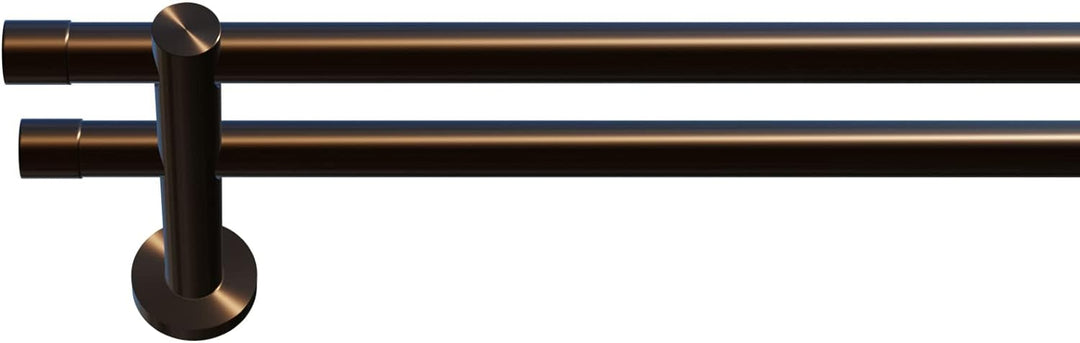 Tilldekor Gardinenstange HIGH-LINE ANDRAX, braun-antik, Ø 20 mm,2-Lauf, 120 cm, inkl. Trägern und En