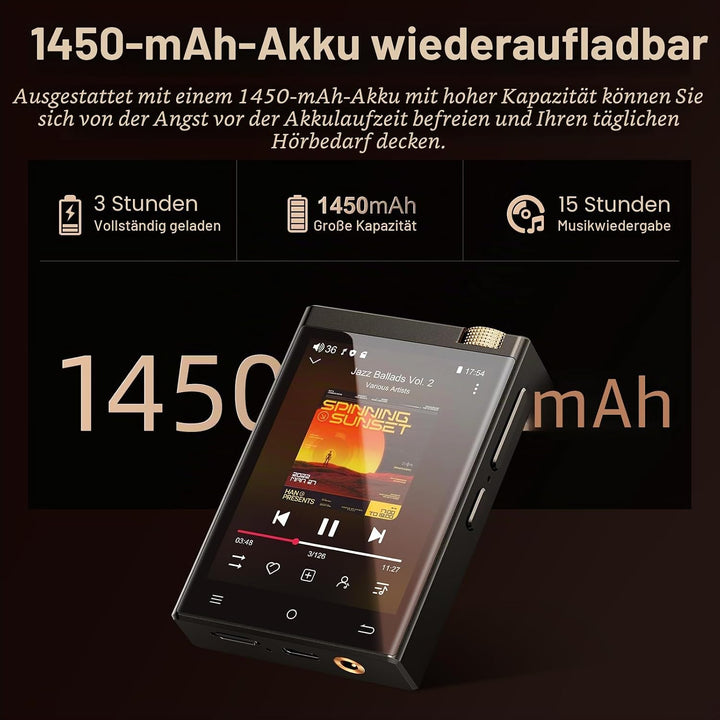 HiFi MP3 Player mit Bluetooth und WiFi, tragbarer Android 9.0 Spotify MP3-Player, Oilsky 80GB 2,8&