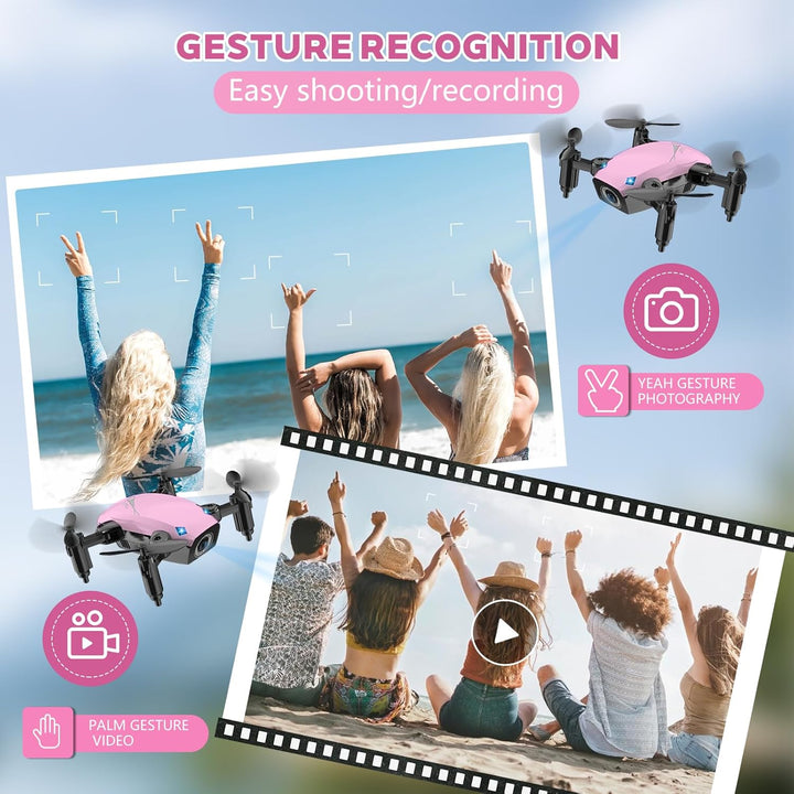 Mini Drohne für Kinder mit Kamera, faltbar, Sprach- & Gestensteuerung, Höhenhaltefunktion, Propeller
