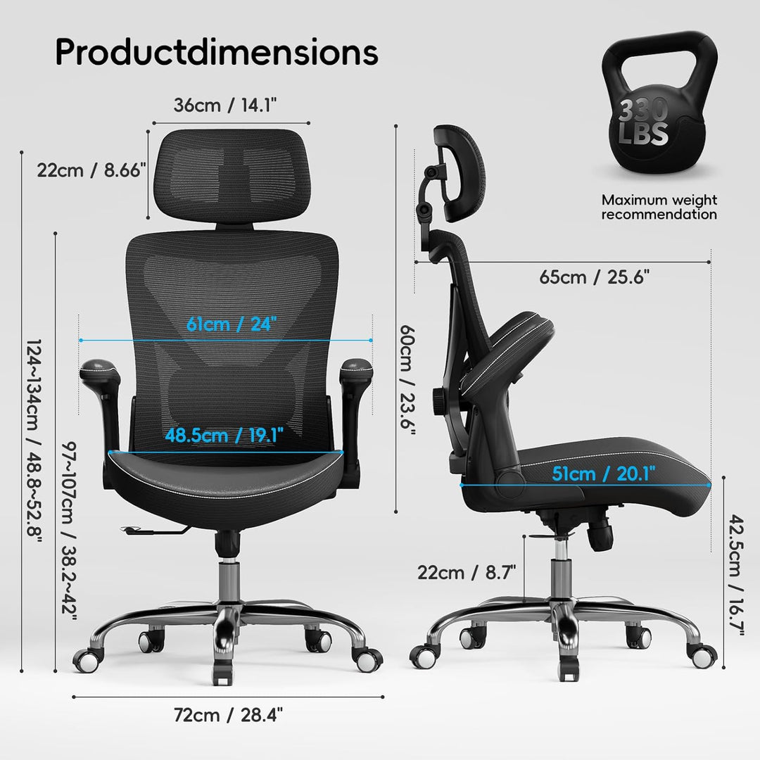 TRALT Ergonomischer Bürostuhl - Office Chair Bürostuhl PU-Leder Verstellbarer Lendenwirbelstütze Des