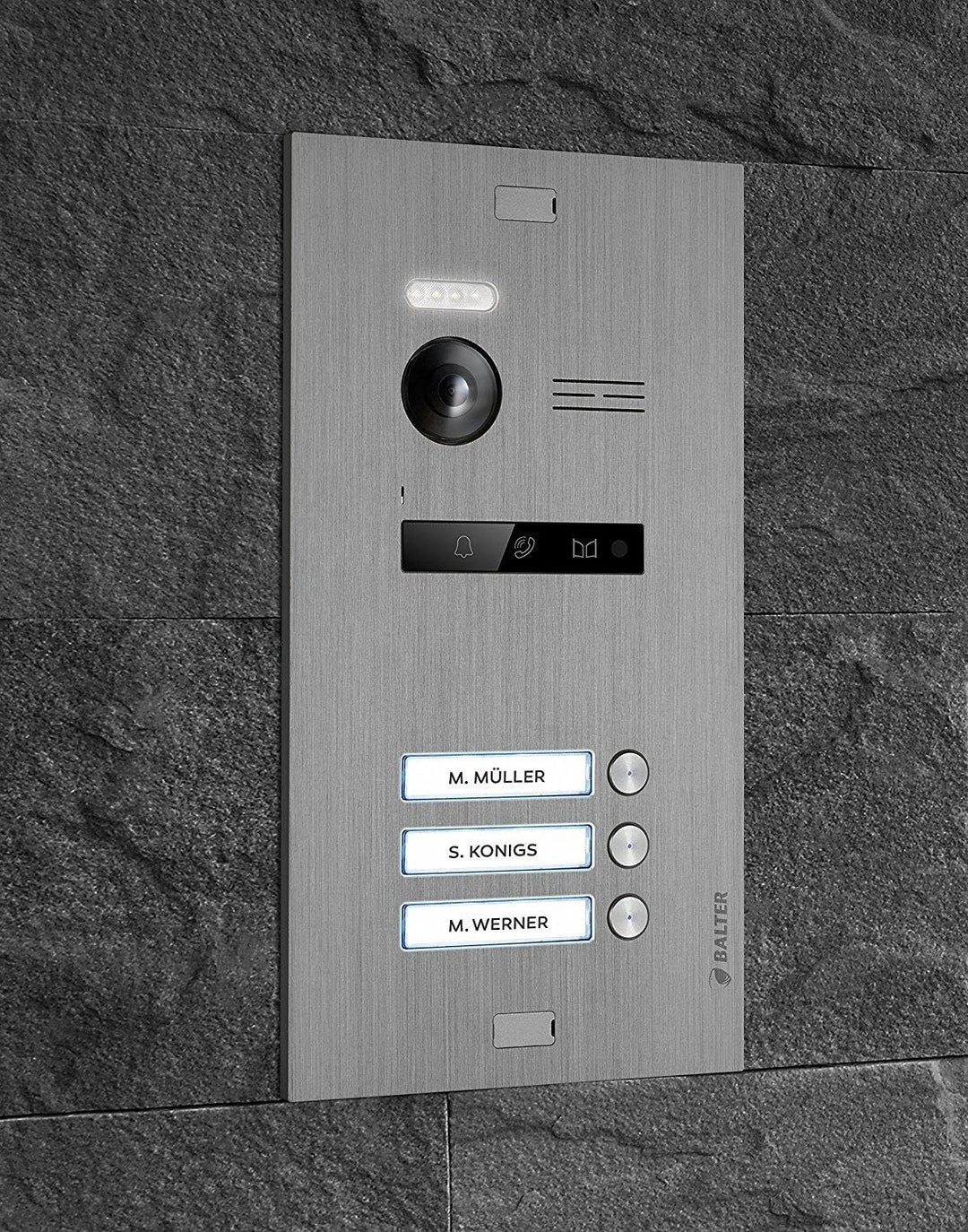 Balter EVO Silver Video-Türsprechanlage 7" WiFi Monitor Touchscreen 2-Draht Bus Komplettsystem für 3