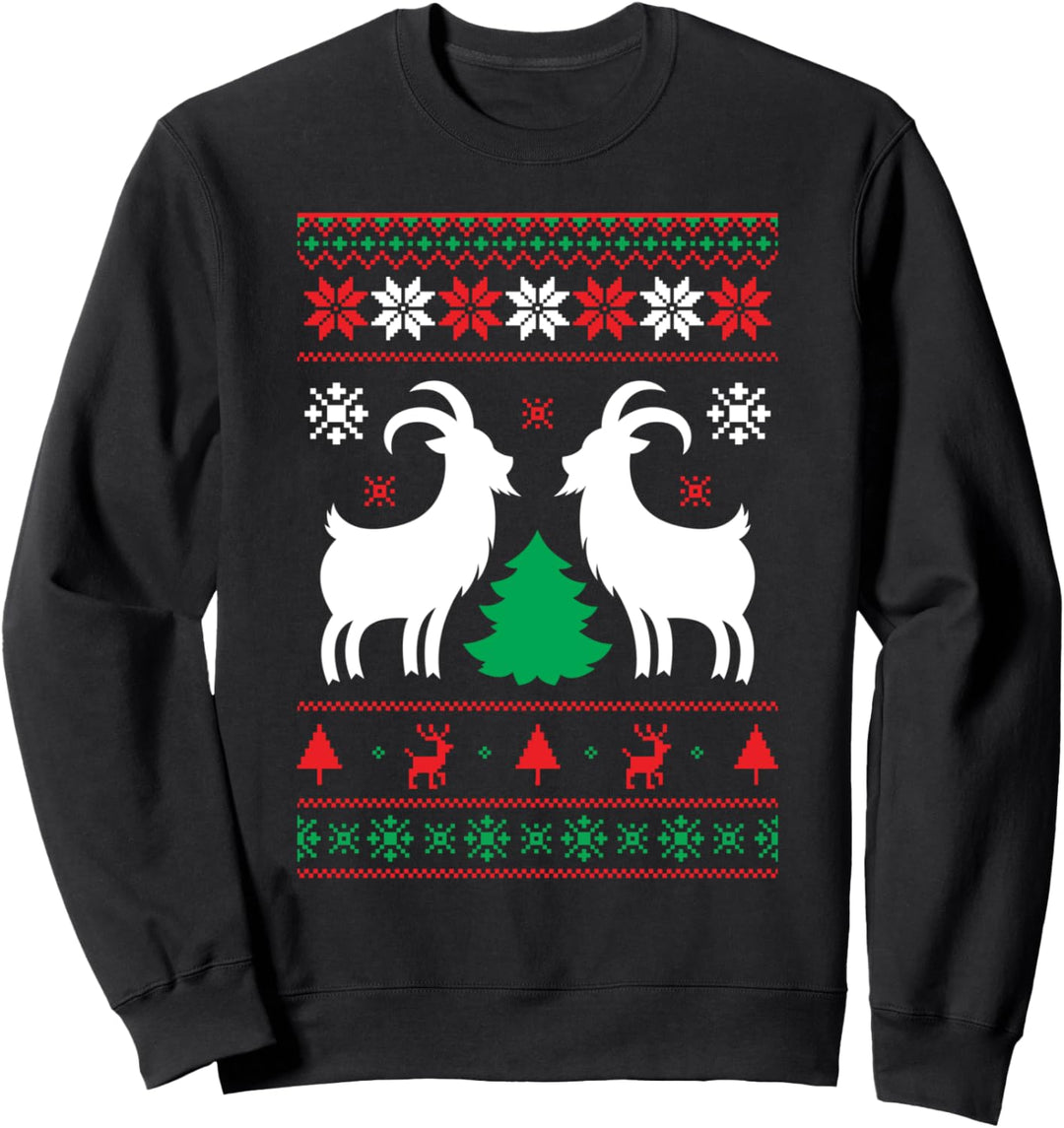 Ugly Christmas Weihnachtsfeier Ziegen Motiv Sweatshirt