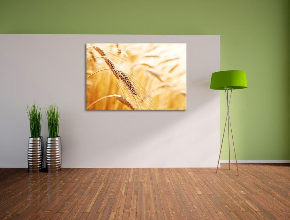 Weizen auf dem Feld Format: 100x70 auf Leinwand, XXL riesige Bilder fertig gerahmt mit Keilrahmen, K
