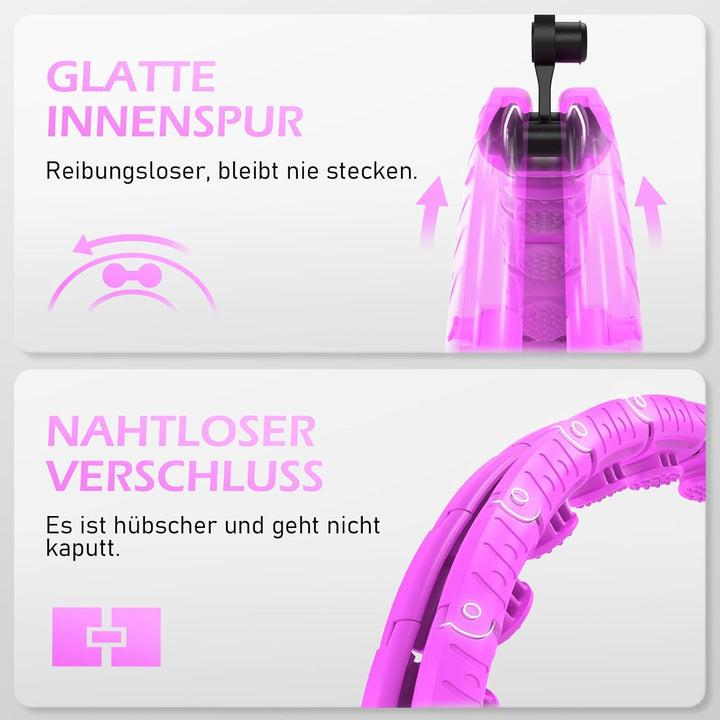 JLoibao Smart Hula Hoop Reifen Erwachsene Zum Abnehmen, 24-Stufiger Infinity Hula-Hoop (77-132cm) Mi