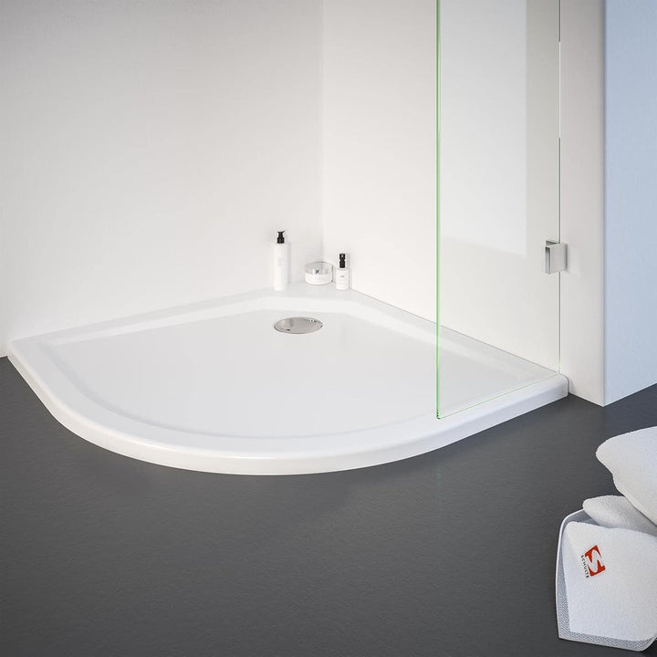 Schulte Duschwanne 90x90 cm, rund extra-flach 3,5 cm, Radius 550 mm, Sanitär-Acryl alpin-weiss, inkl